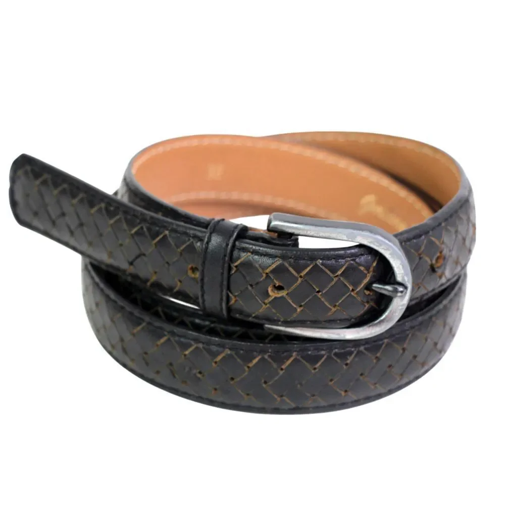 BRAIDED BLACK GENUINE LEATHER 7/8